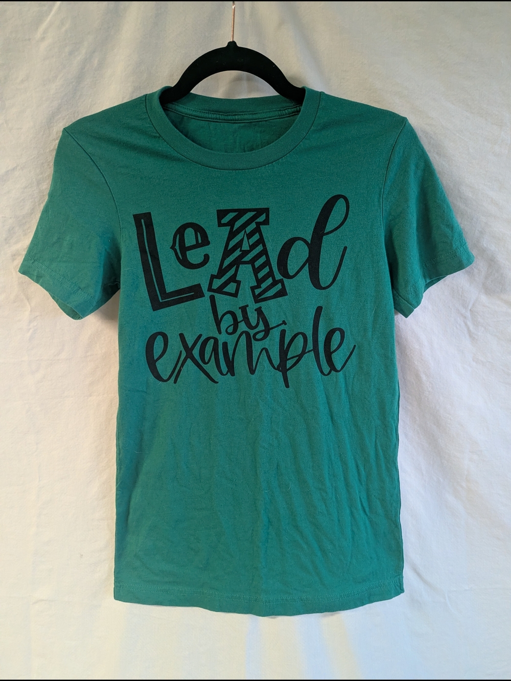Green Graphic Tee with Bold 'Lead by Example' Print